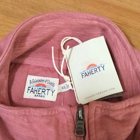 Faherty Men’s Slub Cotton 1/4 Zip Summer Red Sweater Size XXL - Picture 4 of 10